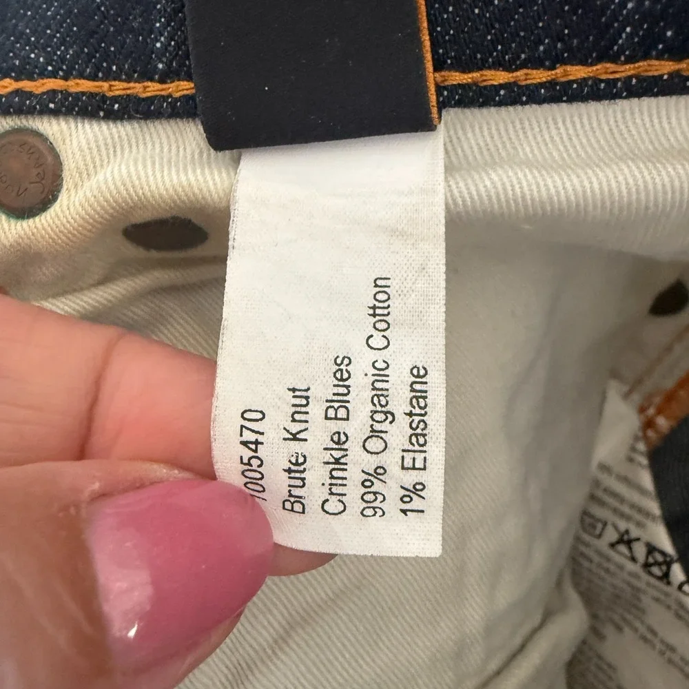 Nudie Jeans Brute Knut sz 27 x 32 Crinkle Blues Organic Cotton MSRP $240